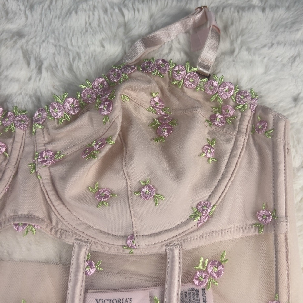 Victoria's Secret Dream Angels Rosebud Embroidery Unlined Strapless Corset 34C - Picture 4 of 7